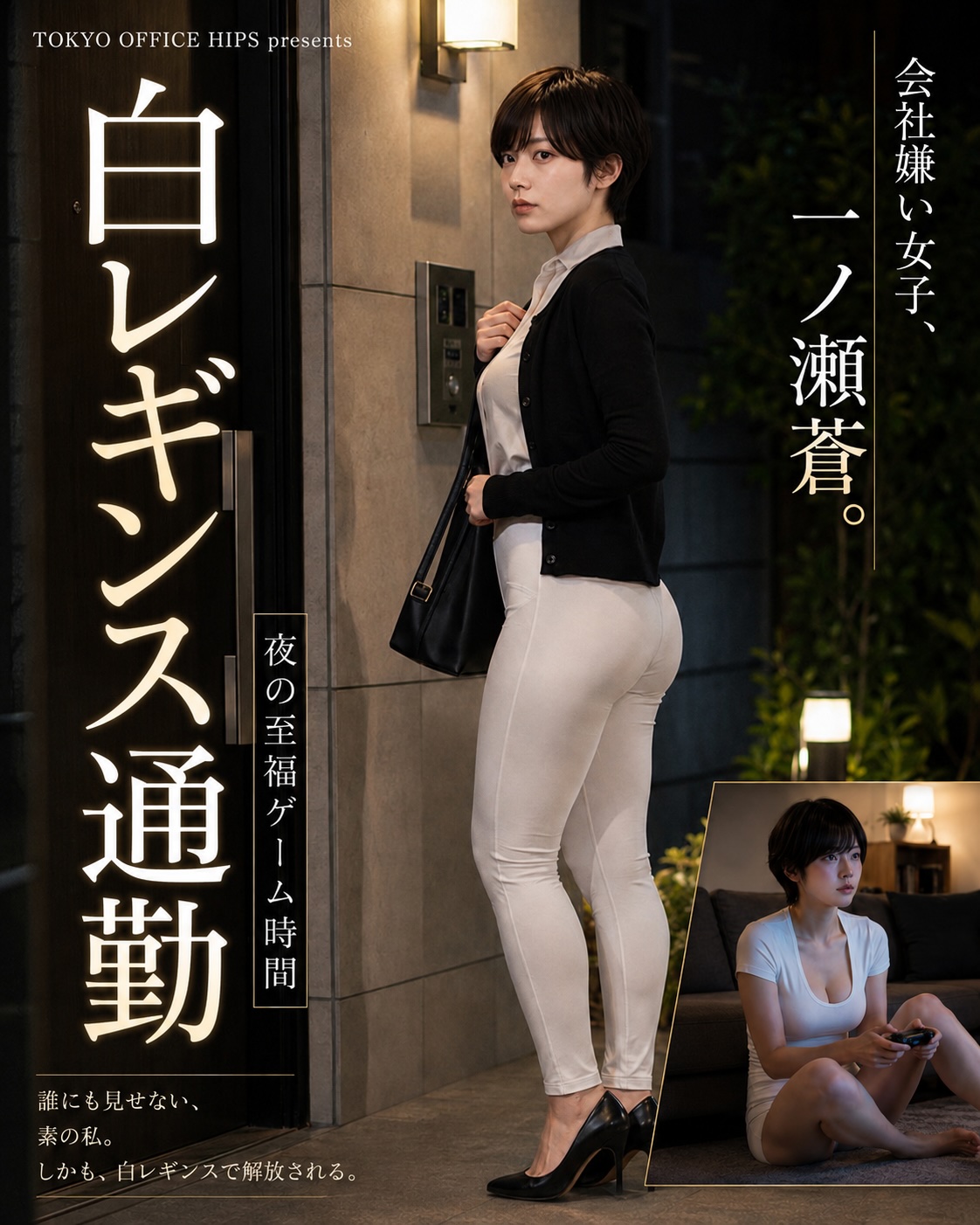 会社嫌い女子、一ノ瀬蒼。白レギンス通勤と夜の至福ゲーム時間 表紙
