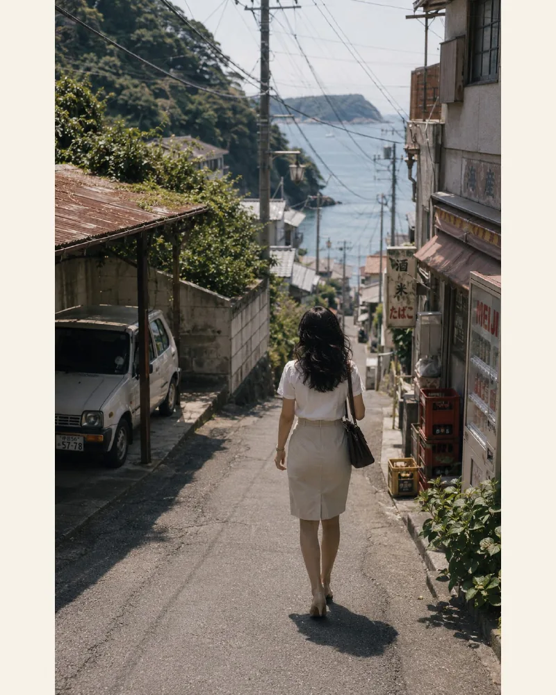 Maika at a nostalgic seaside hotel in Izu, 1987