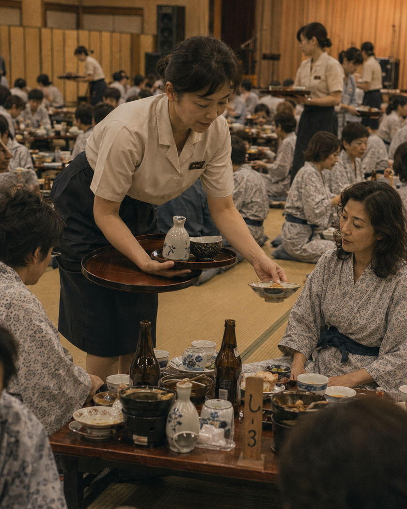 1978年熱海のホテル宴会配膳