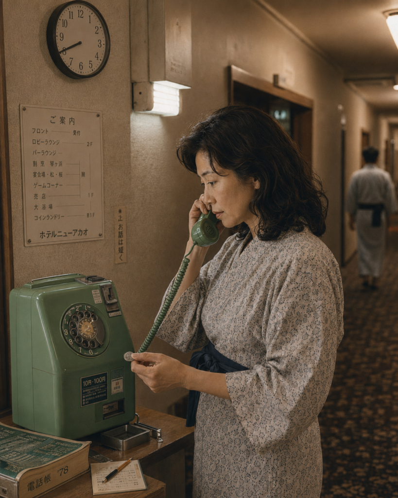1978年熱海の大型観光ホテル館内にある公衆電話を再構成したOCS Archive visual