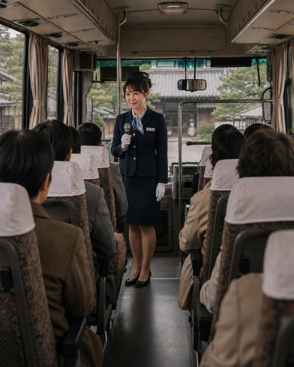 マイクを使った最初の車内案内