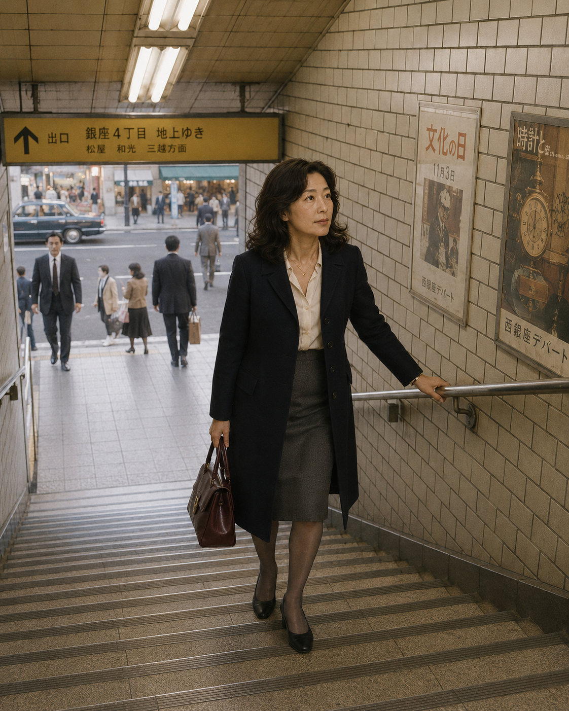 銀座へ上がる地下階段