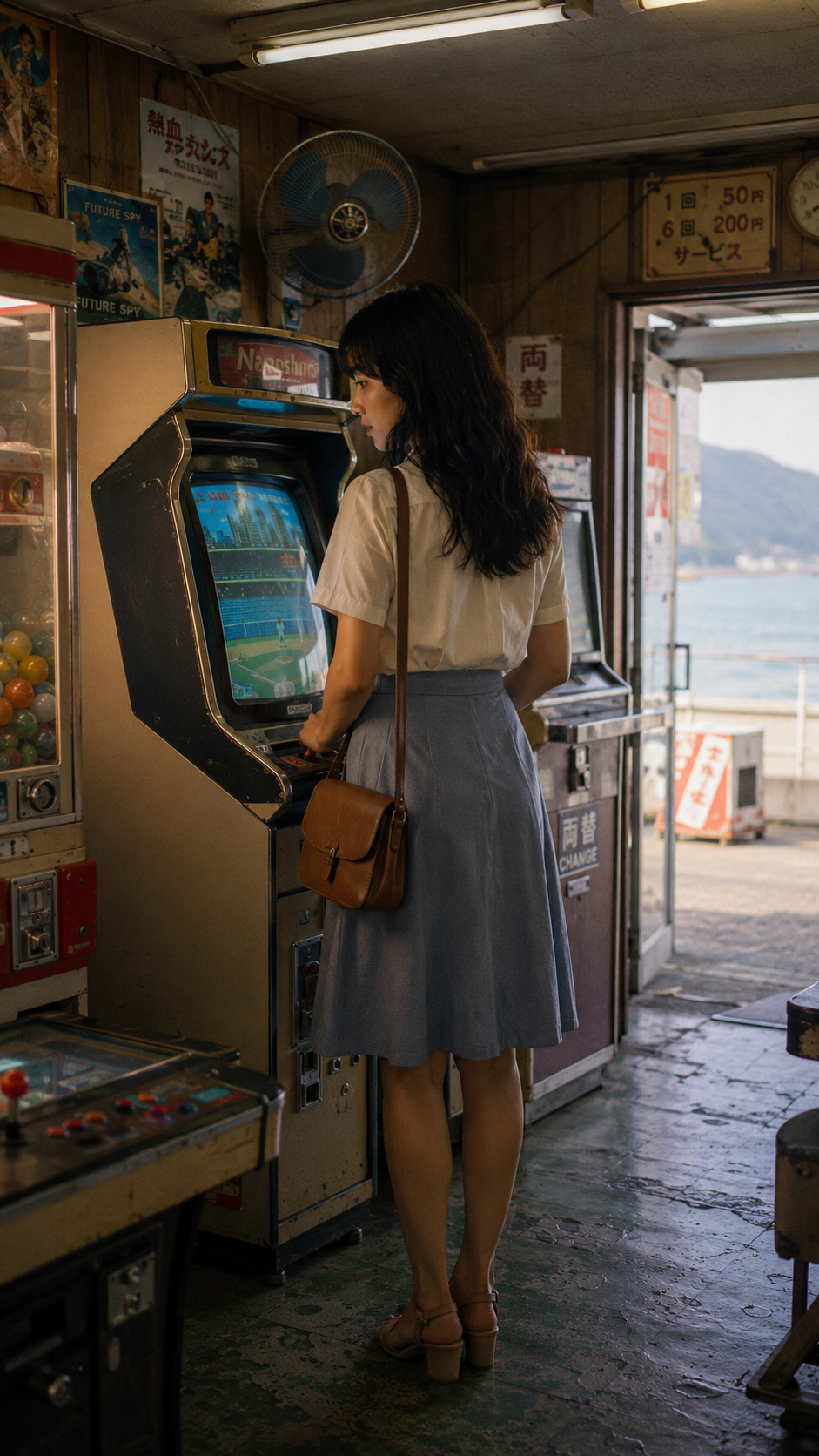 1987年伊豆の海辺の古いゲームコーナー