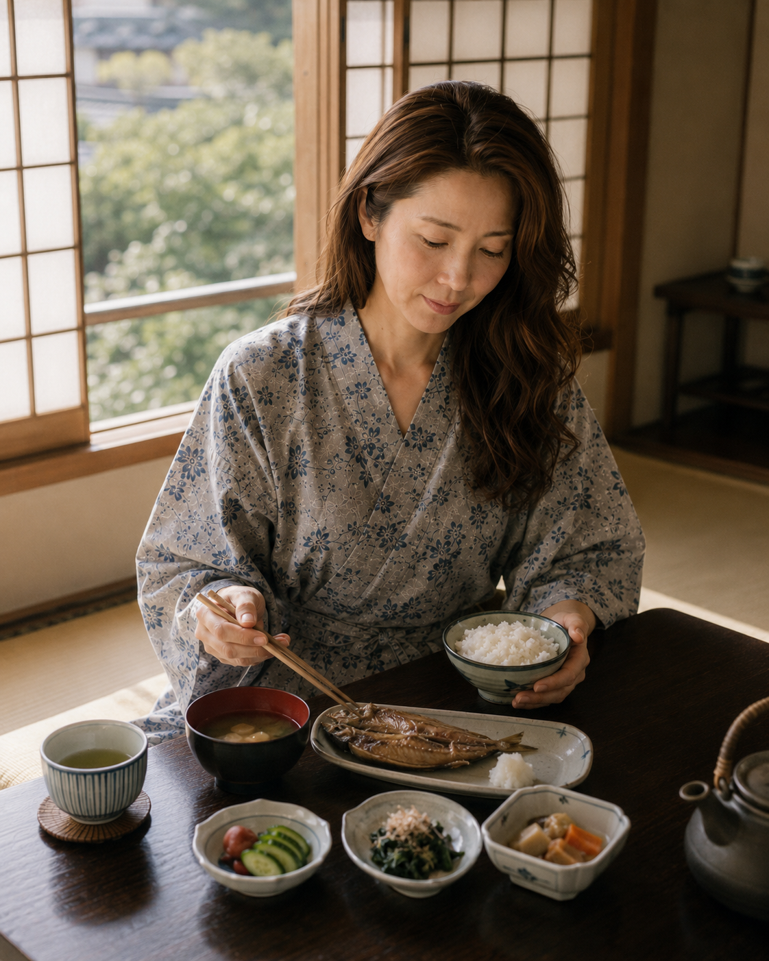 1989年伊豆の旅館の朝食