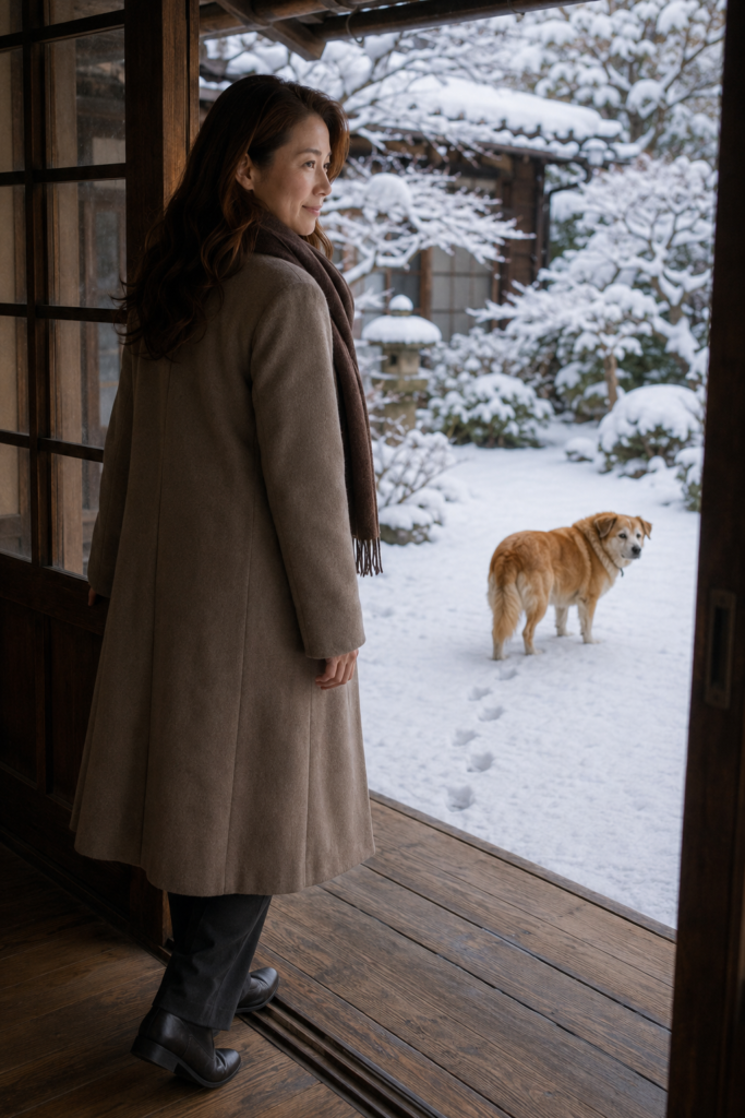 1990年信州、雪の庭と縁側を水瀬佳乃とコロの場面として再構成したSNOW INN CUT021