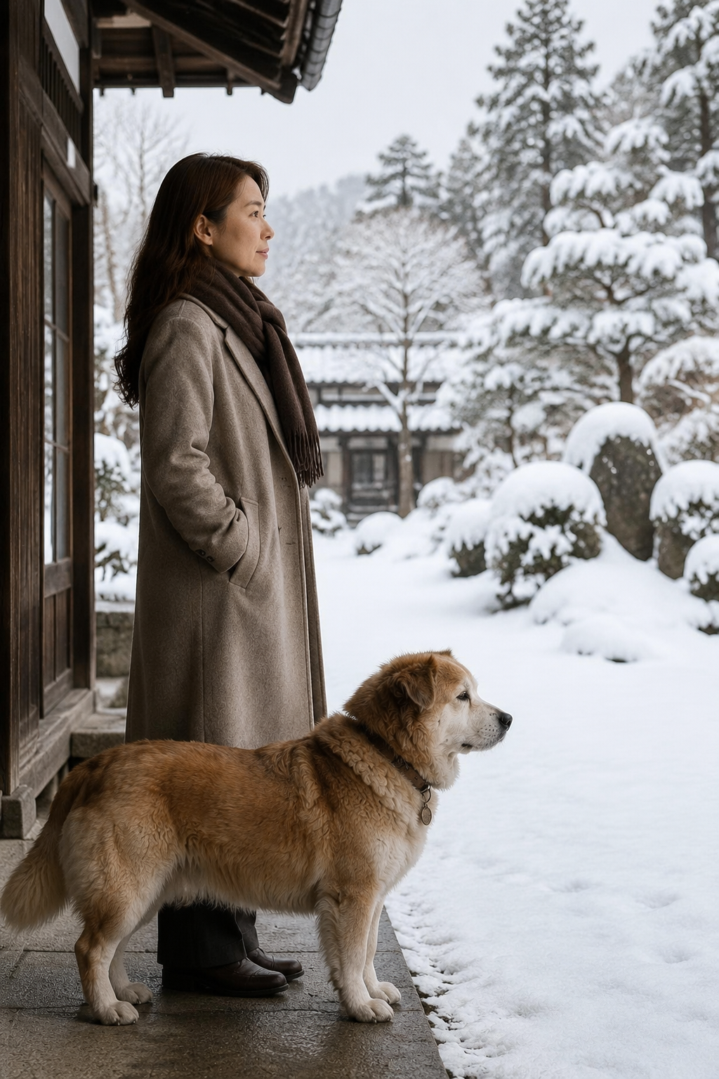雪国の庭と縁側