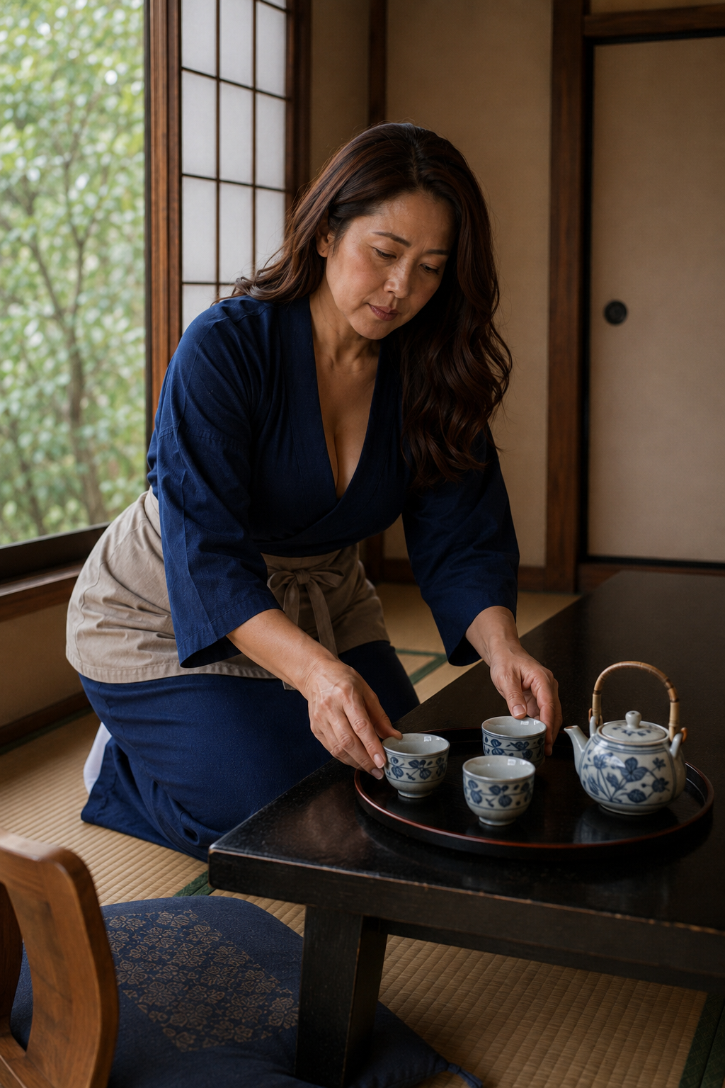 1991年四万温泉の旅館の茶器とお茶出し
