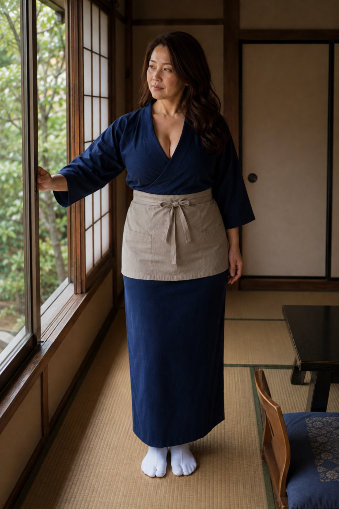 1991年四万温泉の旅館客室を開ける仲居・白石美佐子の再構成シーン