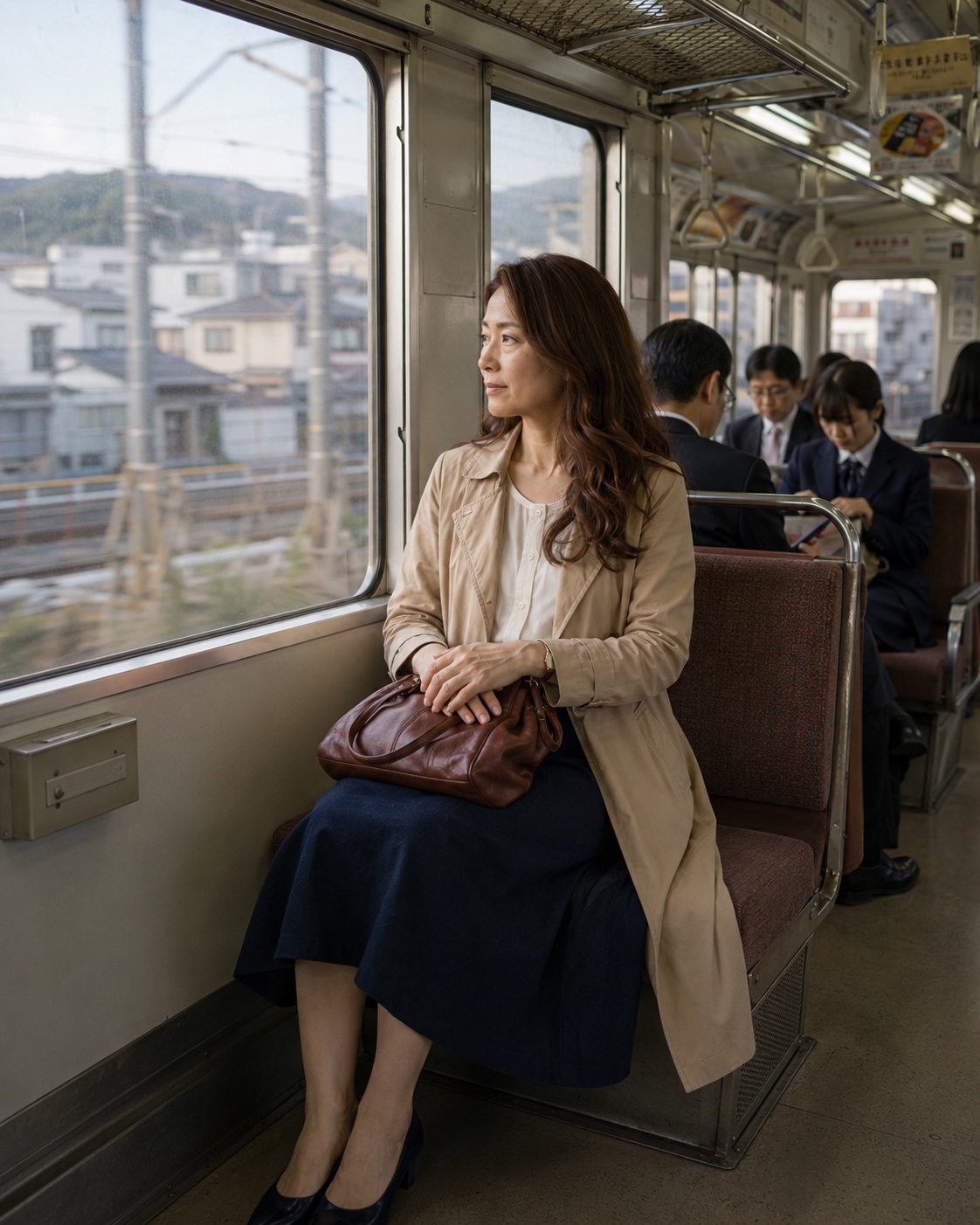 1988年の帰りの列車で車窓を見る水瀬佳乃を再構成したOCS Visual Archive